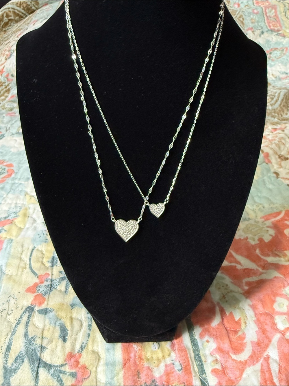 Delicate 925 Sterling Silver Layered Heart Necklace - Picture 2 of 10